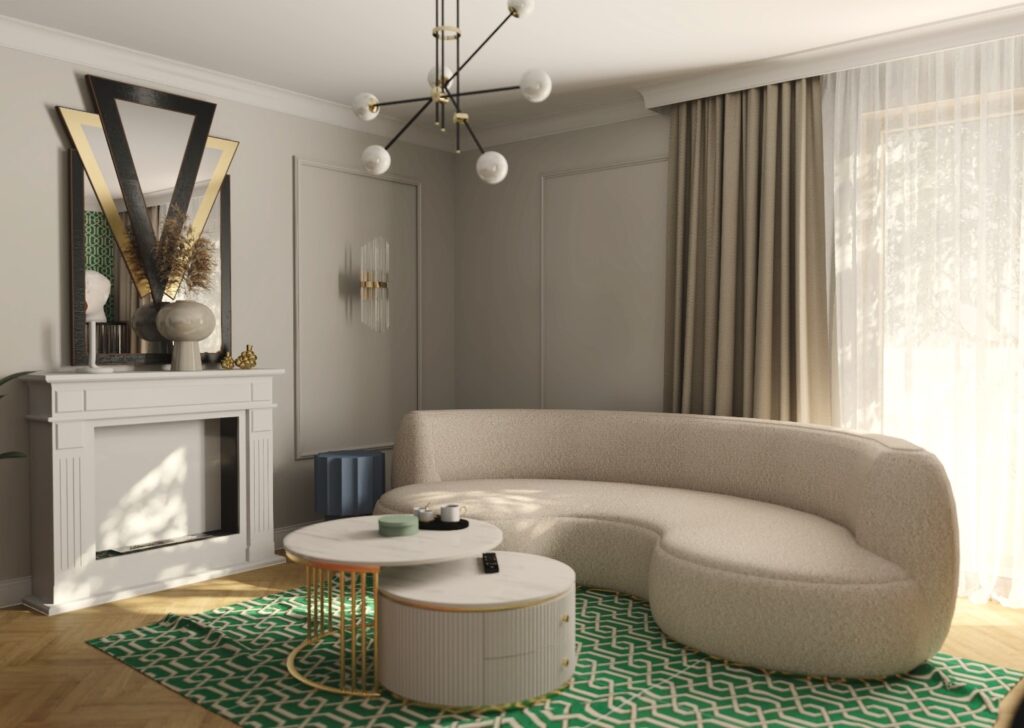 Małe mieszkanie w stylu Art Deco | salon 2