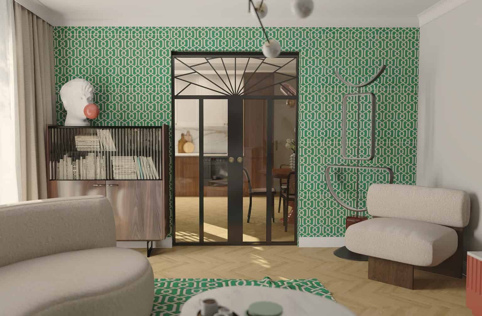 Małe mieszkanie w stylu Art Deco | salon 5